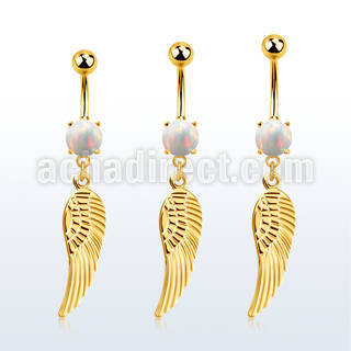 mgo584x gold steel belly banana w opal  colored bird wing