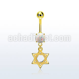 mgodsr gold steel belly banana w opal  steel david star