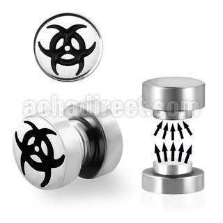 mip13 316l steel magnetic fake plug w bio hazard logo