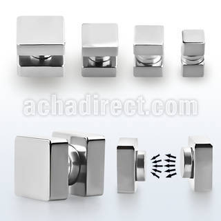 mpsq high polished 316l steel magnetic fake plug w squares