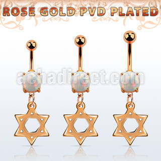 mrodsr rose gold steel belly banana w opal a david star