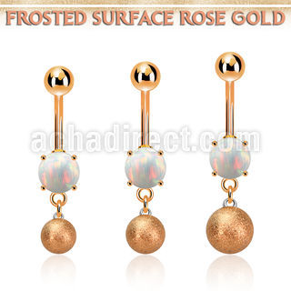 mrofott rose gold steel belly banana w opal a 8mm frosted ball
