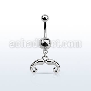 msd516 316l steel belly banana w dangling french mustache