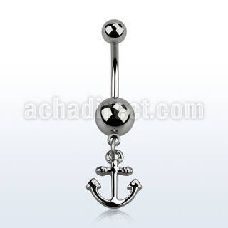msd632 316l steel belly banana w a dangling small anchor
