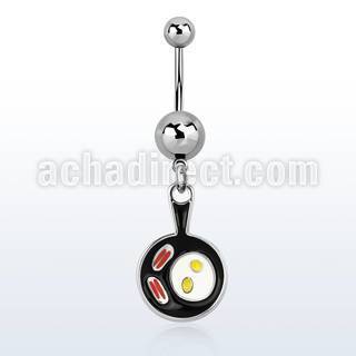msd646 316l steel belly banana w a dangling pan w bacon eggs