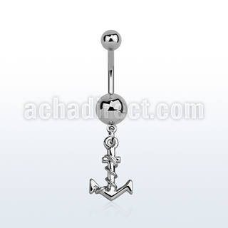 msd699 316l steel belly banana w plain anchor w rope design