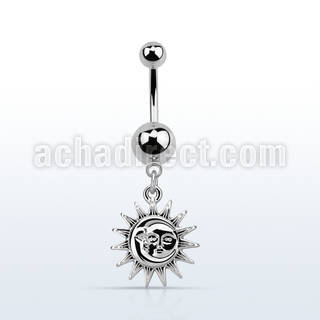 msd726 316l steel belly banana w a dangling plain sun