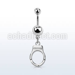 msd765 316l steel belly banana w dangling handcuff 