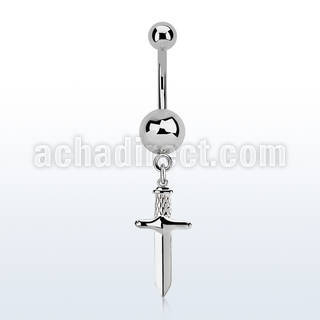 msd768 steel belly banana 14g w 5 & 8mm plain ball w dagger