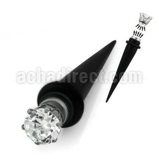 mvtpz6 black acrylic magnetic fake taper w o rings prong cz