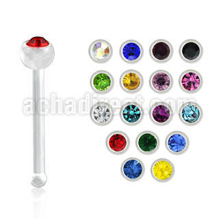 nba3 clear acrylic nose bone with a 2mm round crystal top