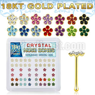 nblfbxsg 18k gold plated silver nose bones color flower