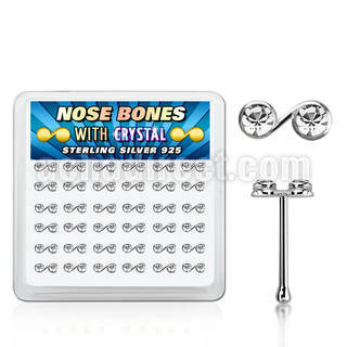 nbmsbxc box silver nose bones w music note shaped tops w crystal