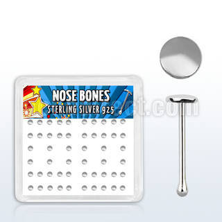 nbmx3 box w 52 pcs. of silver nose bones w 2mm flat round tops