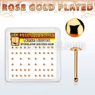 nbmx3rs box w 52 rose gold plated silver nose bones 2mm flat top