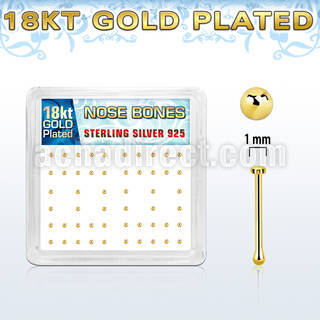 nbmx5rg silver nose bones w 18k gold plating 1mm flat tops