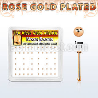 nbmx5rs silver nose bones w rose gold plating 1mm flat tops