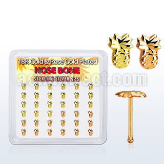 nbmxpa36 caja display 36 piercing nariz hueso plata 925 0 6mm puna oro rosa oro 18 kts al por mayor
