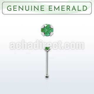 nbpge10 925 silver nose bone w a emerald stone