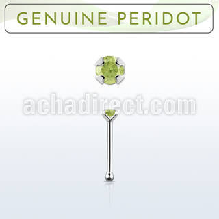 nbpge4 925 silver nose bone w a peridot stone