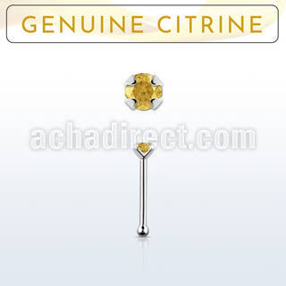 nbpge6 925 silver nose bone w a citrine stone