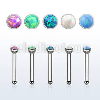 nbs20op 316l steel nose bone with 1.5mm round synthetic opal top