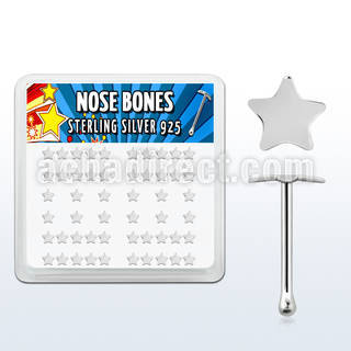 nbsarbx box of silver nose bones with 3mm silver star tops