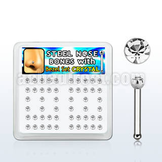 nbsb20xc box w steel nose bone w 2mm top bezel set clear crystal