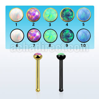 nbst20op anodized steel nose bone w round synthetic opal top