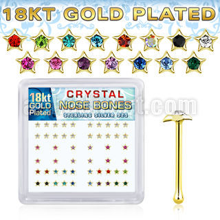 nbstxmg 18k gold plated silver nose bones color star