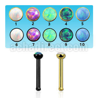 nbtsop anodized steel nose bone w round synthetic opal top
