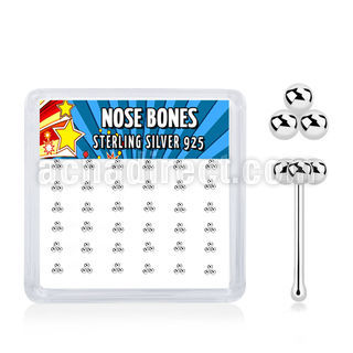 nbtsv36 925 sterling silver nose bones triple balls 36pcs