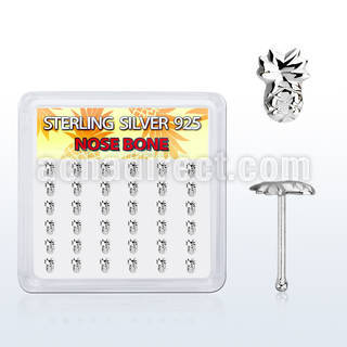 nbvpa36 display w silver nose bones w a pineapple shaped tops