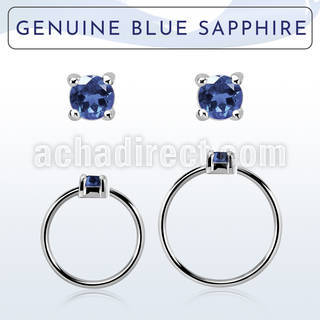 nhge9 aro continuo nariz plata 925 con genuina 2mm zafiro azul engastada distribuidor