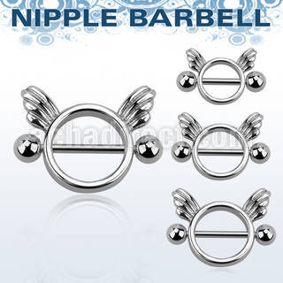 np3 round nipple shield with two small wings steel barbell