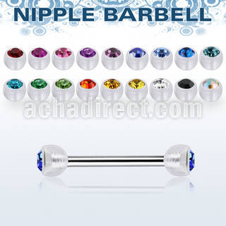 npajb4 steel nipple barbell w 5mm bio flex crystal balls