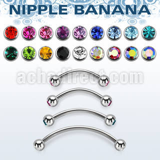 npbnjb4 surgical steel nipple banana 4mm bezel set balls