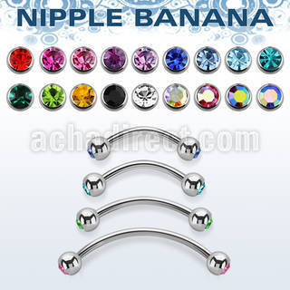 npbnjb5 surgical steel nipple banana 5mm bezel set balls