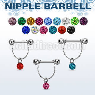 npdl30 steel nipple barbell w chain multi crystal ball