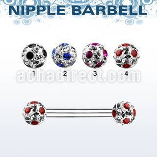 npfr5a 316l steel nipple barbell with ferido dotted balls