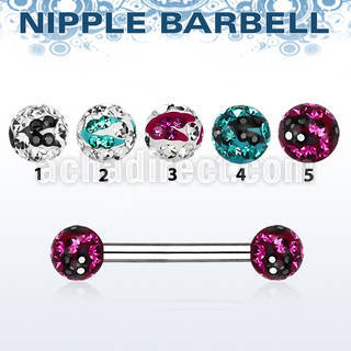 npfr5c 316l steel nipple shield w 2 5mm multi crystal balls
