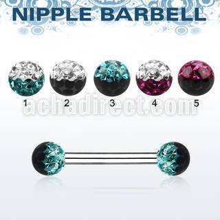 npfr5e 316l steel nipple barbell with ferido 2 color balls