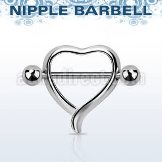 npsh11 heart shaped nipple shield w steel barbell w 5mm balls