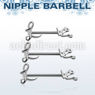 npsh18 surgical steel nipple barbell, 14g with love word