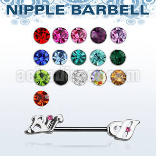 npsh19 surgical steel nipple barbell, 14g with bitch word
