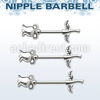 npsh3 surgical steel nipple barbell in a tulip design