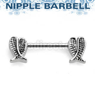 npsh4 surgical steel nipple barbell w wing pairs on both sides