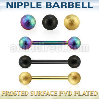 nptfo5 anodized steel nipple barbell w 5mm frosted steel balls