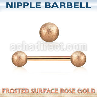 npttfo5 rose gold steel nipple barbell w 5mm frosted steel balls