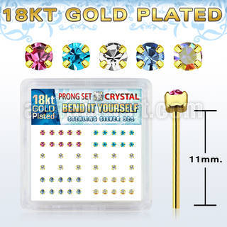 npygm box w 52 silver bend it nose studs w 1.8mm set crystal